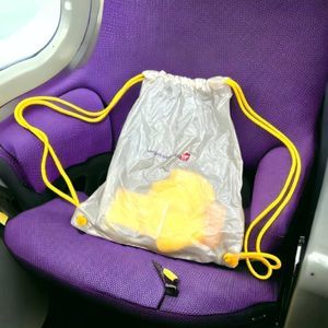 VINTAGE VIRGIN ATLANTIC AMENITIES BAG CLEAR VINYL YELLOW STRING UNUSED